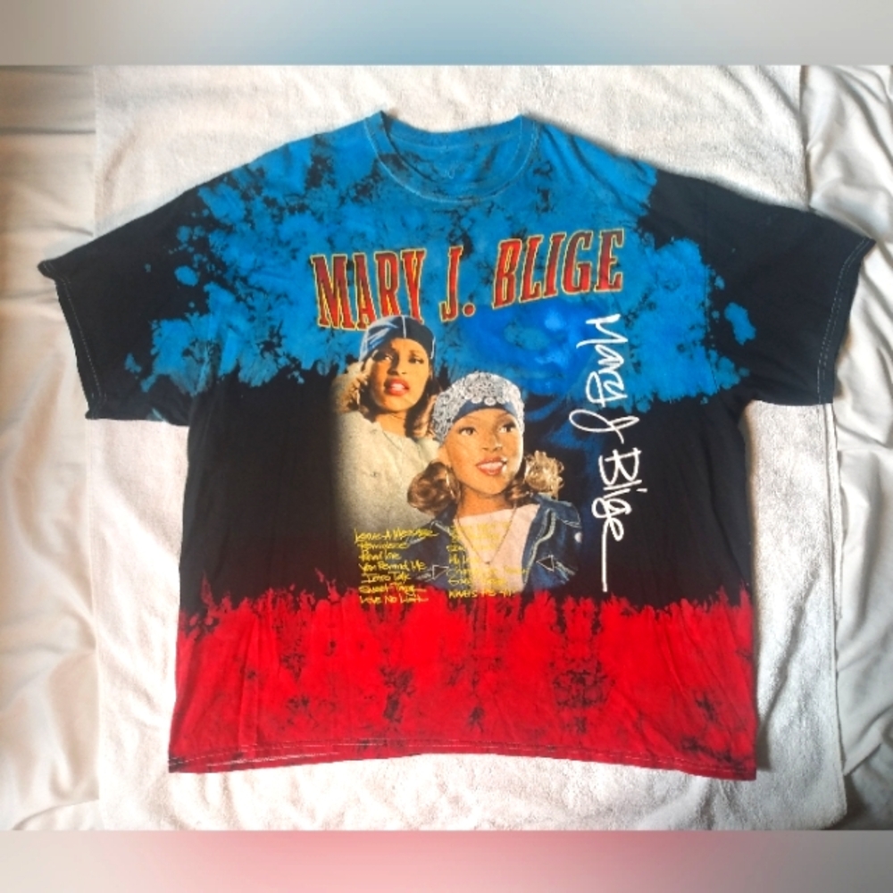 Vintage MARY J. BLIGE Tie Dye T-Shirt All Over Graphic Hiphop Cotton T-Shirt